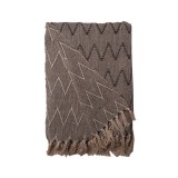 THROW ZIG OFF WHITE BROWN - BLANKETS, TOWELS
